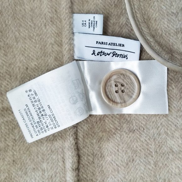 Paris Atelier & Other Stories Jacket Coat Herringbone Wool Soft Oversized Tan - Picture 3 of 7